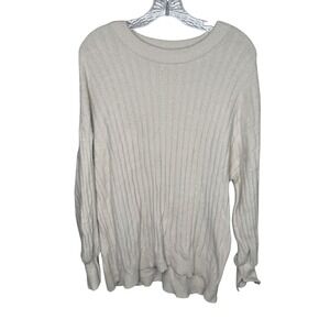 Aerie Ribbed Cozy Oversized Crew Neck Sweater Cream M M